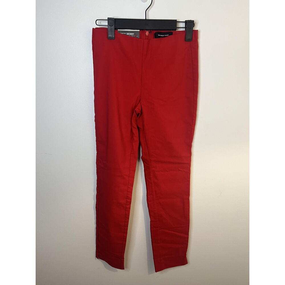 Who What Wear Pants WM 4 Red‎ Skinny Mid Rise Cropped Ankle Side Zip Stretch 00s